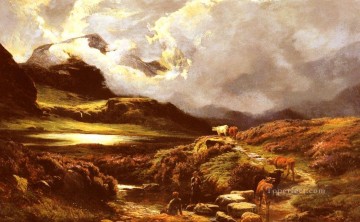 Cattle And Drovers On A Path landscape Sidney Richard Percy Mountain Oil Paintings